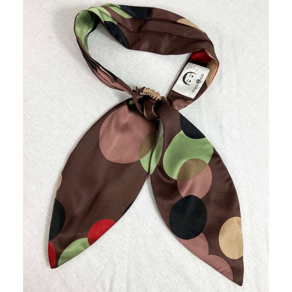 Eugenia Kim Silk Print Pleated Headband Polka Dot  Elastic Back Ties